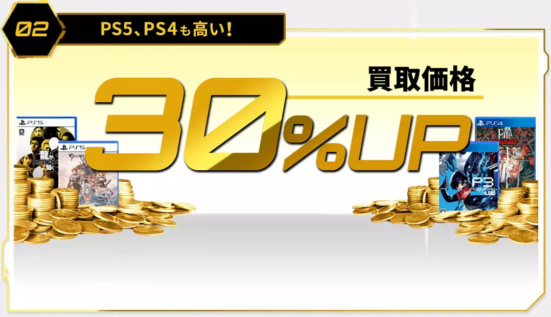 PS5、PS4 買取金額 全品30%UPで買取中