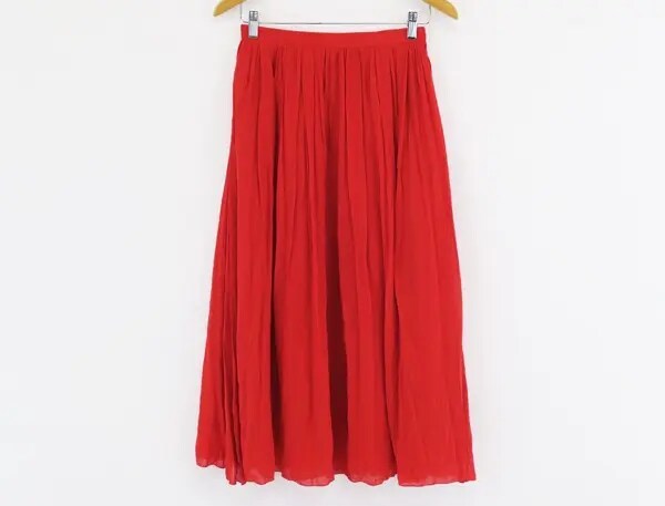 STRAWBERRY FIELDS ミモレ　プリーツフレア　スカートの画像