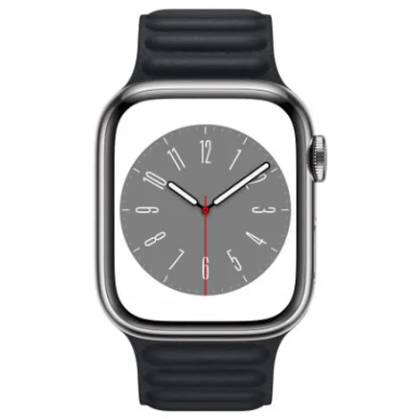 Apple Watch Series 8 41mm GPS+Cellular ステンレススチールケース/レザーリンク