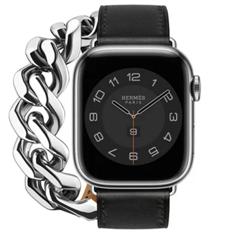 Apple Watch Hermes Series 8 41mm GPS+Cellular ステンレススチールケース/グルメットメタル・ドゥブルトゥールレザーストラップ