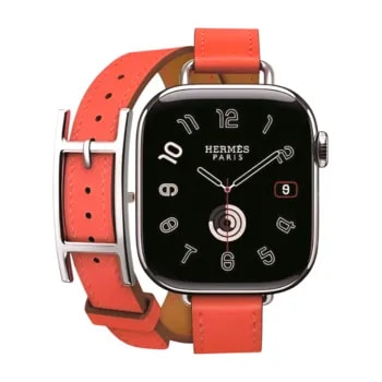 Apple Watch Hermes Series10 42mm GPS+Cellular チタニウムケース/アピ・アトラージュドゥブルトゥールレザーストラップ