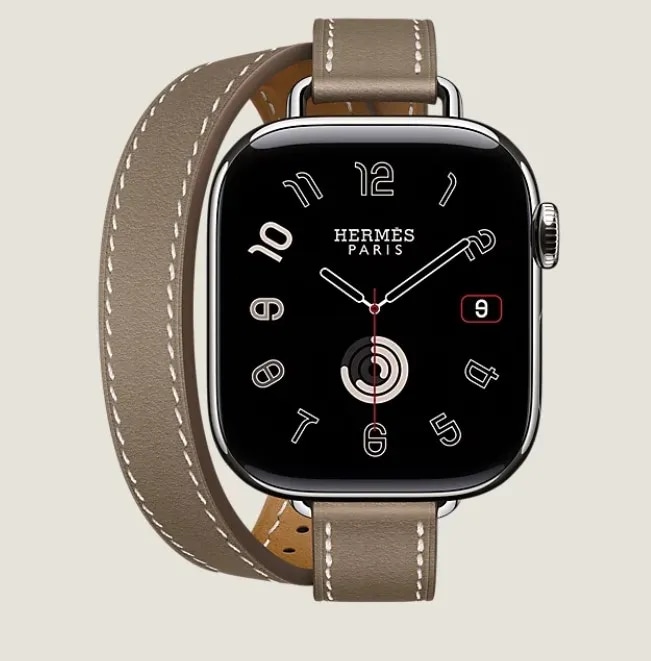 Apple Watch Hermes Series11 42mm GPS+Cellular チタニウムケース/アトラージュ・ドゥブルトゥールレザーストラップ